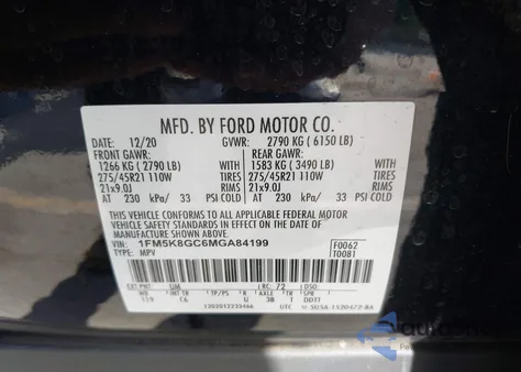 2021 Ford Explorer St z USA, uszkodzony, nr VIN 1FM5K8GC6MGA84199